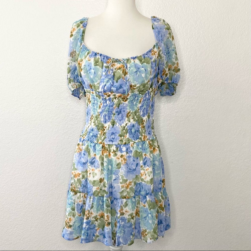 2BELLA Blue Flower Print Dress